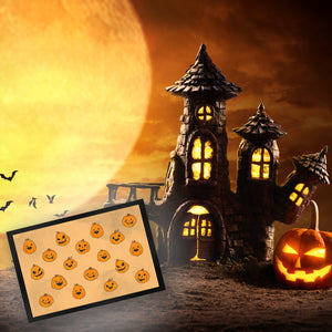 Fußmatte im Halloween Design - mit vielen lustigen geschnitzten Kürbisköpfen