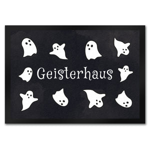 Fußmatte im Geisterhaus Design - mit vielen Geistern und Gespenstern verziert