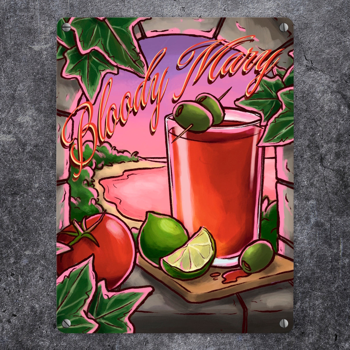Bloody Mary Metallschild - The Cocktail Series - mit Retro Drink Motiv
