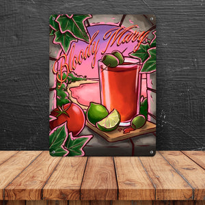 Bloody Mary Metallschild - The Cocktail Series - mit Retro Drink Motiv