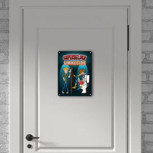 Metallschild mit lustigem Comic-Design für Toiletten - Superhelden-Umkleide