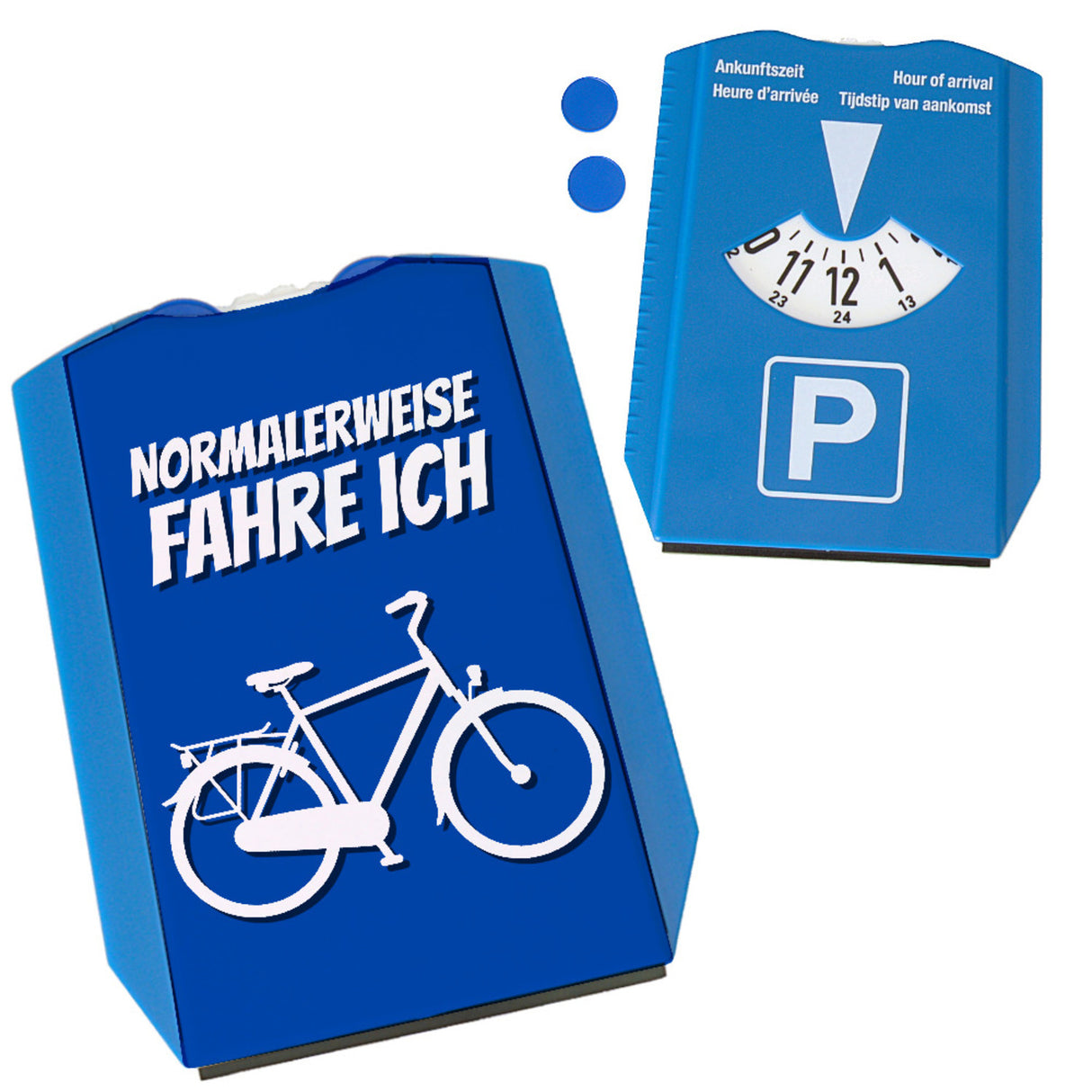 Parkscheibe mit Spruch: Normalerweise fahre ich Fahrrad