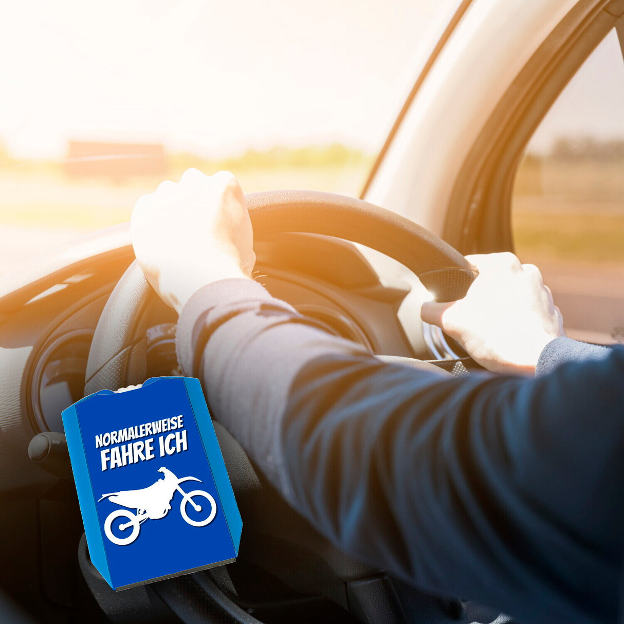 Parkscheibe mit Spruch: Normalerweise fahre ich Motocross