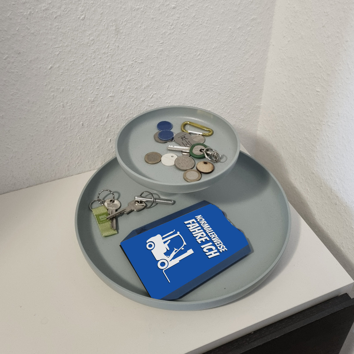 Parkscheibe mit Spruch: Normalerweise fahre ich Gabelstapler