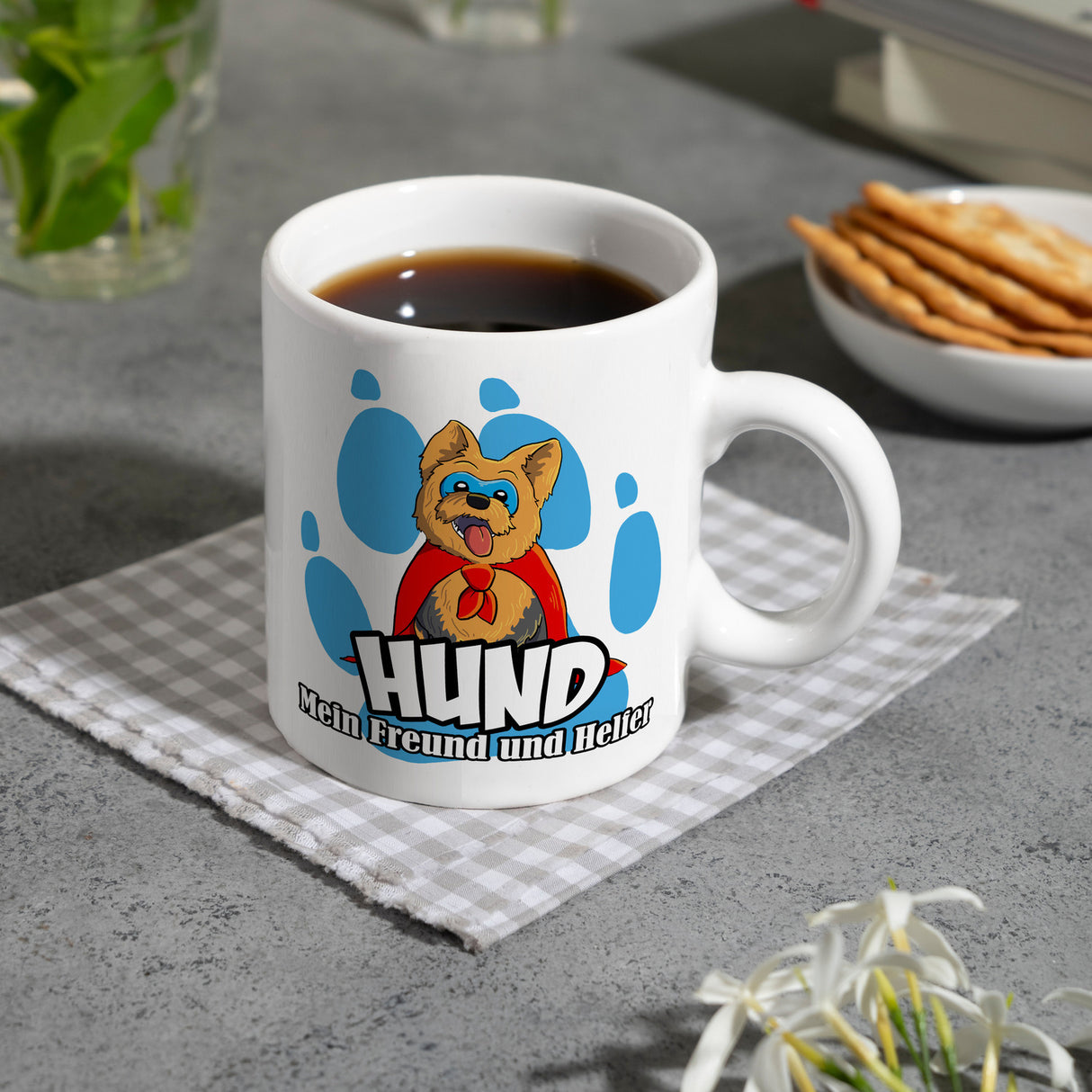 Kaffeebecher mit Superhelden - Yorkshire Terrier - Hund mein Freund und Helfer
