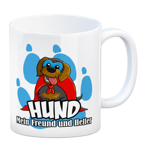 Kaffeebecher mit Superhelden - Dackel - Hund mein Freund und Helfer