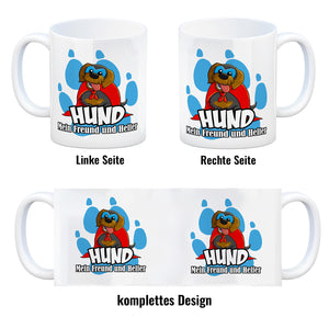 Kaffeebecher mit Superhelden - Dackel - Hund mein Freund und Helfer