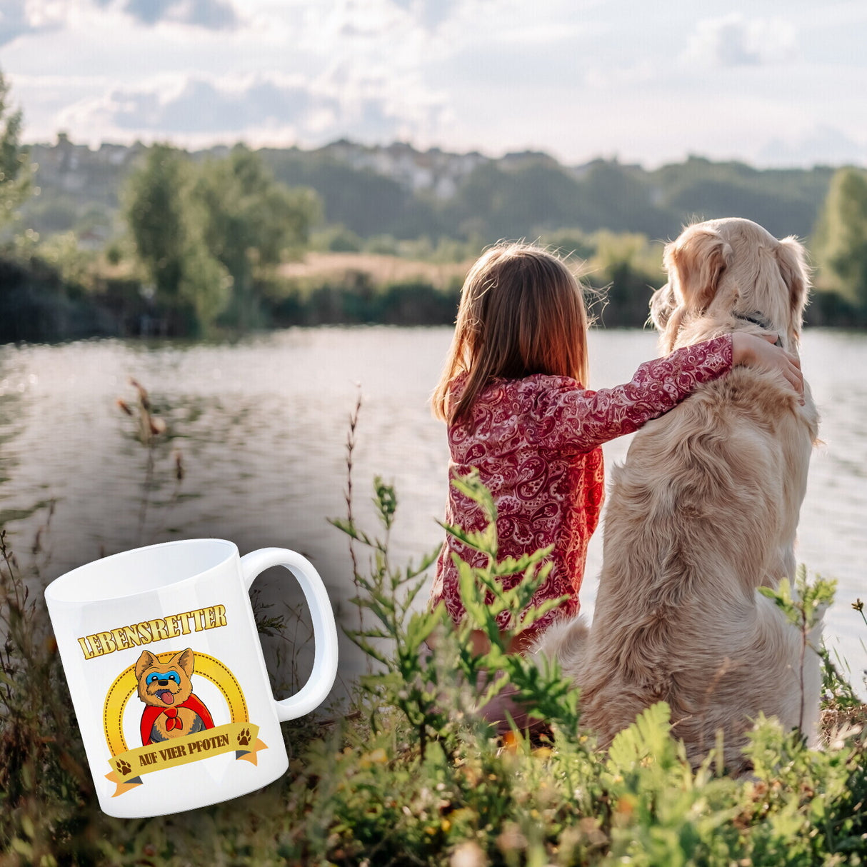 Kaffeebecher mit Superheld - Yorkshire Terrier - Lebensretter auf vier Pfoten