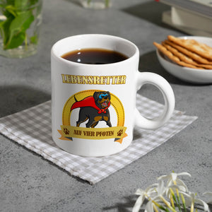 Kaffeebecher mit Superheld - Rottweiler - Lebensretter auf vier Pfoten