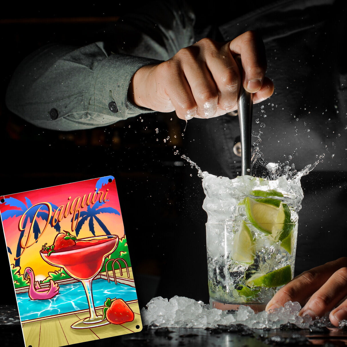 Daiquiri Metallschild - The Cocktail Series - Retro Drink Motiv