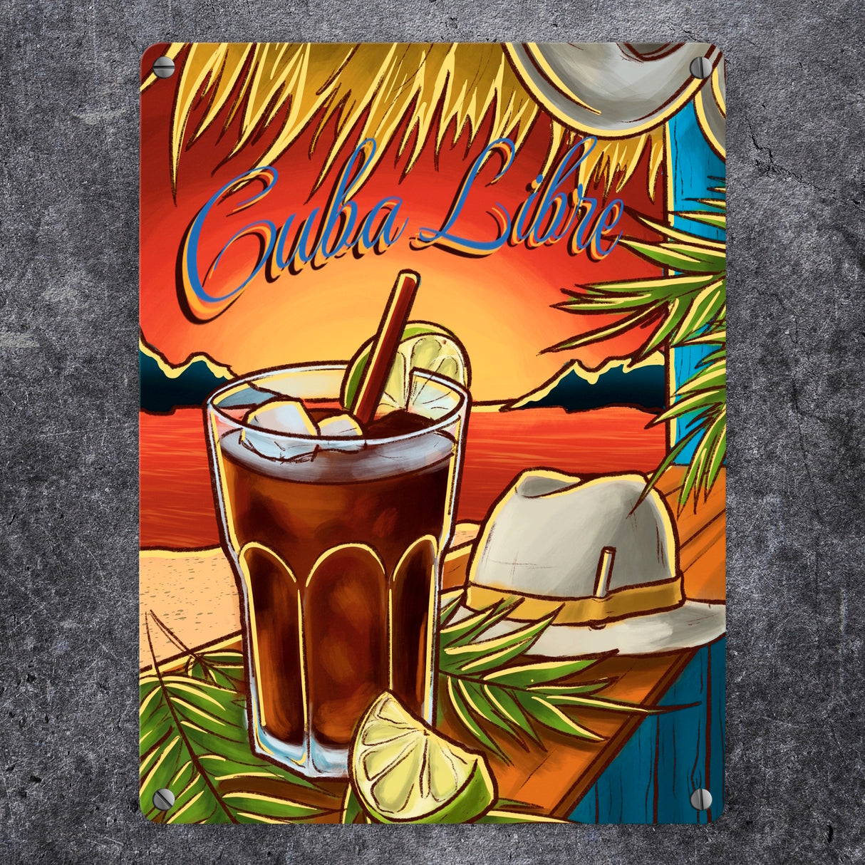 Cuba Libre Metallschild - The Cocktail Series - Retro Drink Motiv