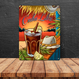 Cuba Libre Metallschild - The Cocktail Series - Retro Drink Motiv
