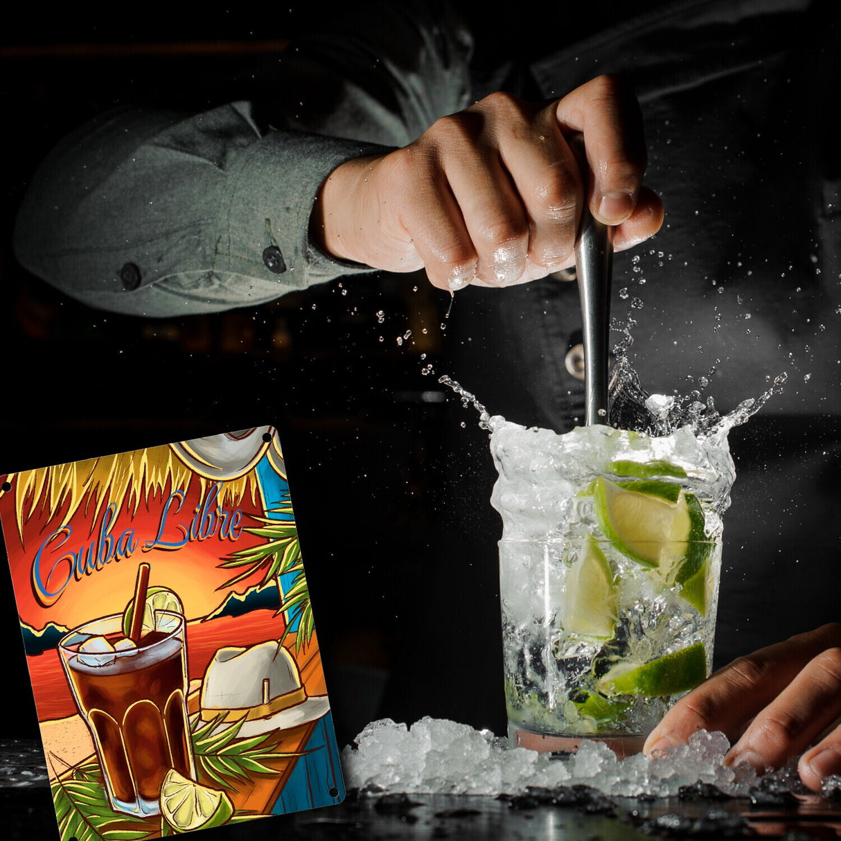 Cuba Libre Metallschild - The Cocktail Series - Retro Drink Motiv