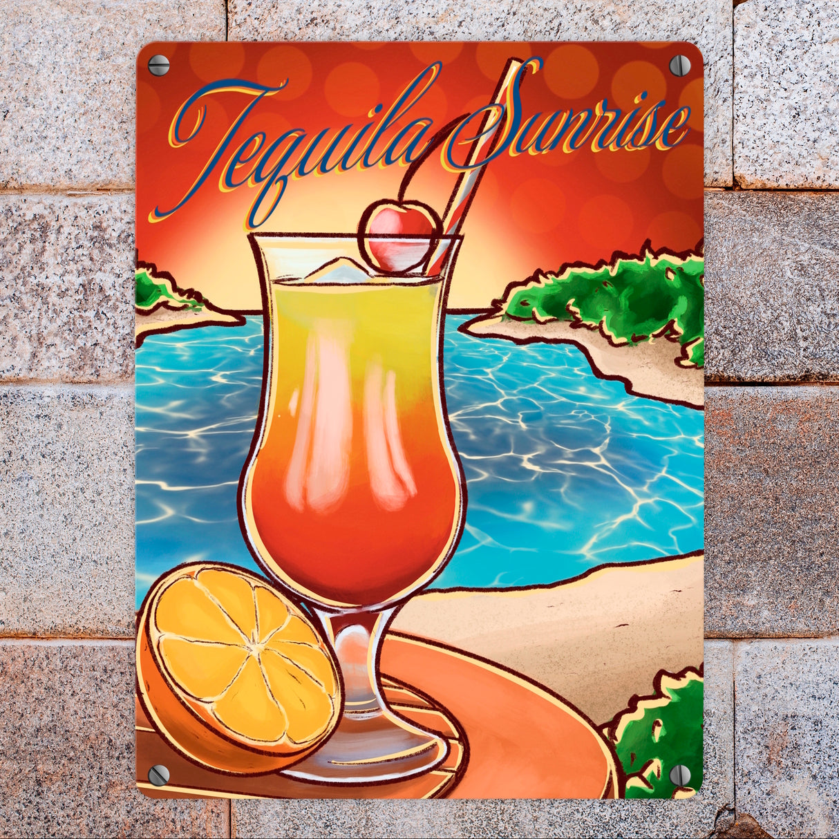 Tequila Sunrise Metallschild - The Cocktail Series - Retro Motiv