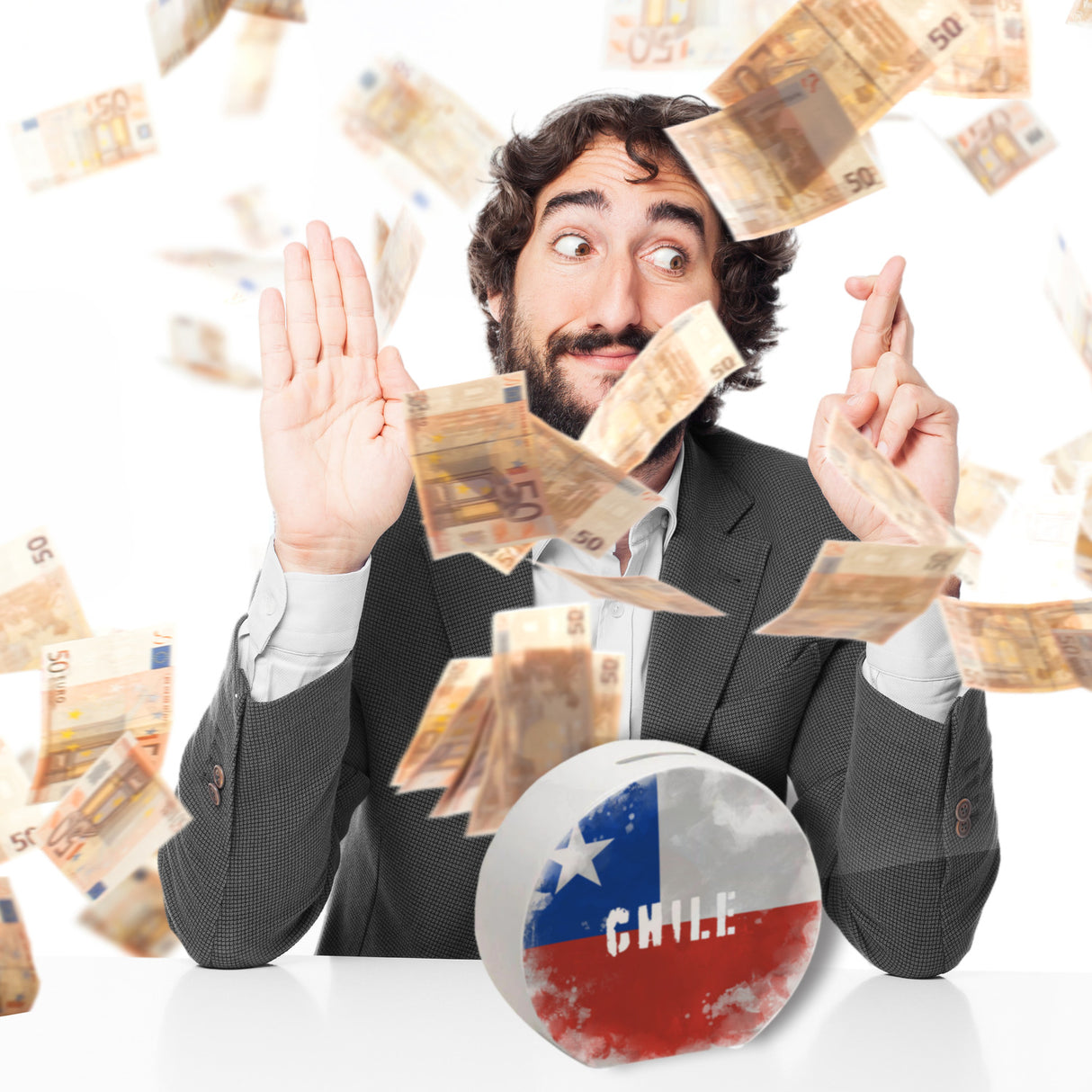 Spardose mit Chile-Flagge im Used Look - Sparschwein für Urlauber