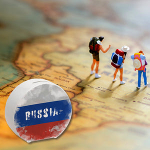 Spardose mit Russland-Flagge im Used Look - Sparschwein für Urlauber
