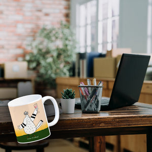 Motivation Kaffeebecher mit lustigen Tauben und Spruch Fuck Monday Hello Friday