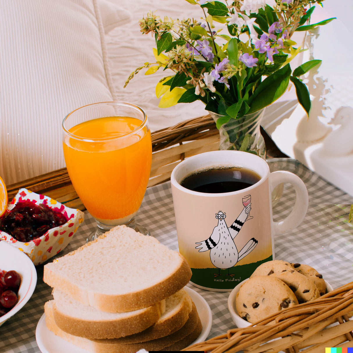 Motivation Kaffeebecher mit lustigen Tauben und Spruch Fuck Monday Hello Friday