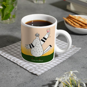 Motivation Kaffeebecher mit lustigen Tauben und Spruch Fuck Monday Hello Friday