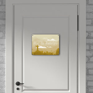 Metallschild in 15x20 cm für Fans von Städtetrips mit der Silhouette von Rio