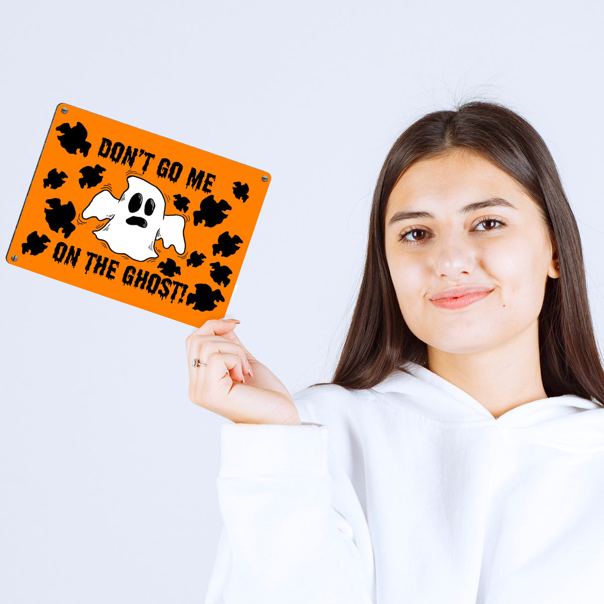 Metallschild mit witzigem Geistermotiv und Spruch - Don't go me on the Ghost