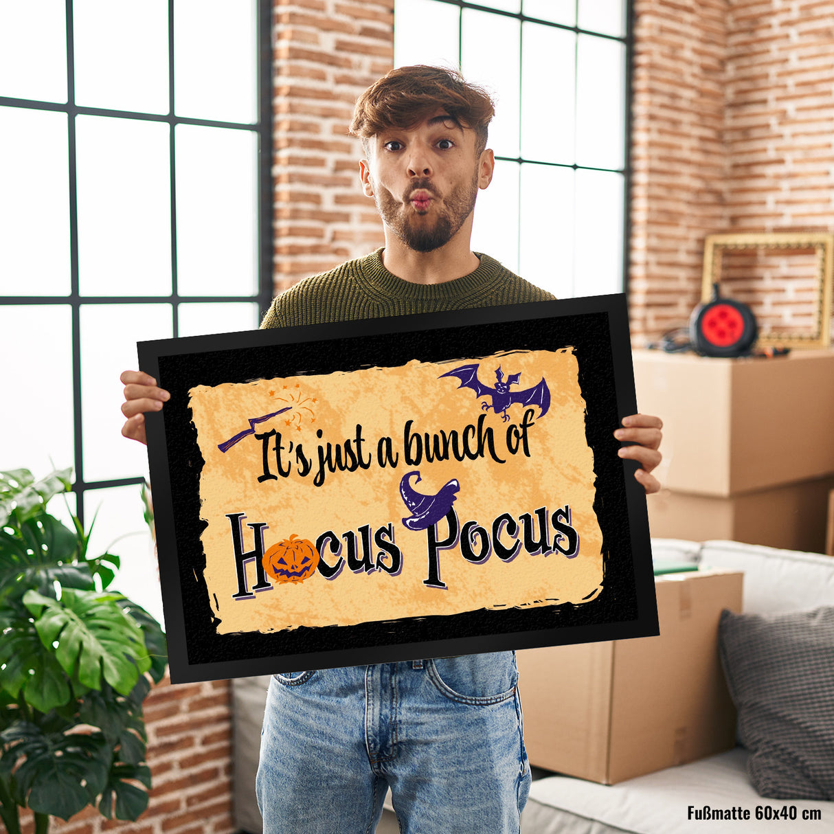 Fußmatte mit Halloween Motiv und Spruch - It's just a bunch of Hocus Pocus -