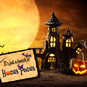 Metallschild mit Halloween Motiv und Spruch - It's just a bunch of Hocus Pocus -