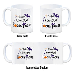 Kaffeebecher mit Halloween Motiv und Spruch - It's just a bunch of Hocus Pocus -