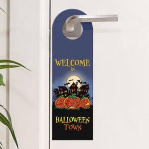 Türhänger mit gruseligem Motiv und Spruch - Welcome in Halloween Town -