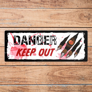 Danger Keep out Metallschild mit Werwolf-Motiv zu Halloween