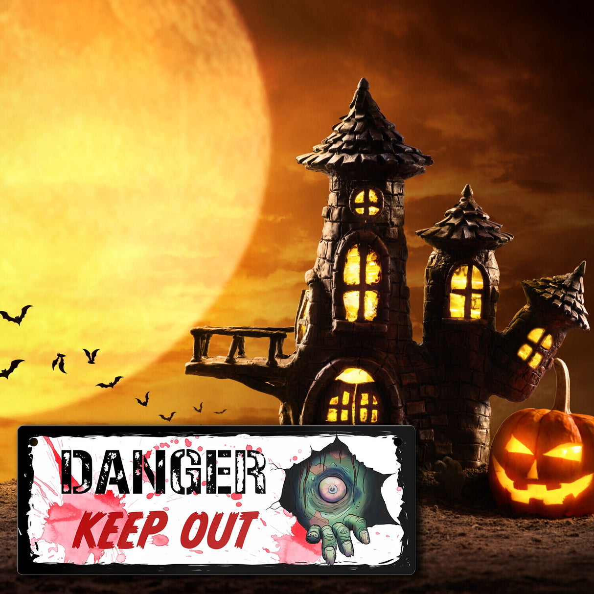 Danger Keep out Metallschild mit Zombie-Motiv zu Halloween