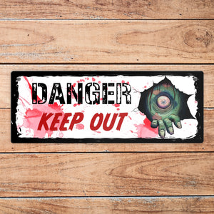 Danger Keep out Metallschild mit Zombie-Motiv zu Halloween