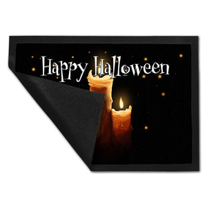 Fußmatte in 35x50 cm mit Kerze Motiv und Happy Halloween Schriftzug