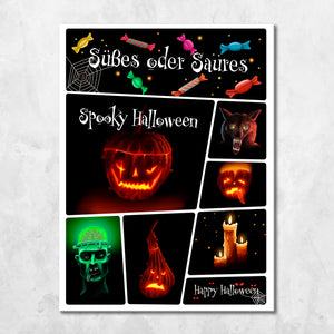 Kühlschrankmagnete 8er Set mit gruseligen Halloween Monstern und Motiven