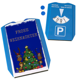 Frohe Weihnachten Parkscheibe mit Weihnachtsbaum und Rentieren Motiv