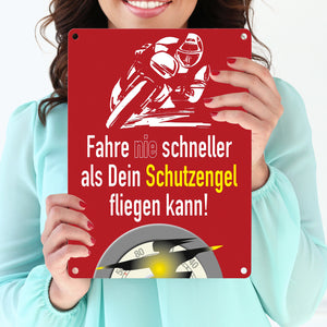 Motorrad-Fahrer Schild zum Thema Motorrad und Schutzengel