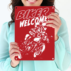 Biker Welcome Metallschild zum Thema Motorrad fahren und frei sein