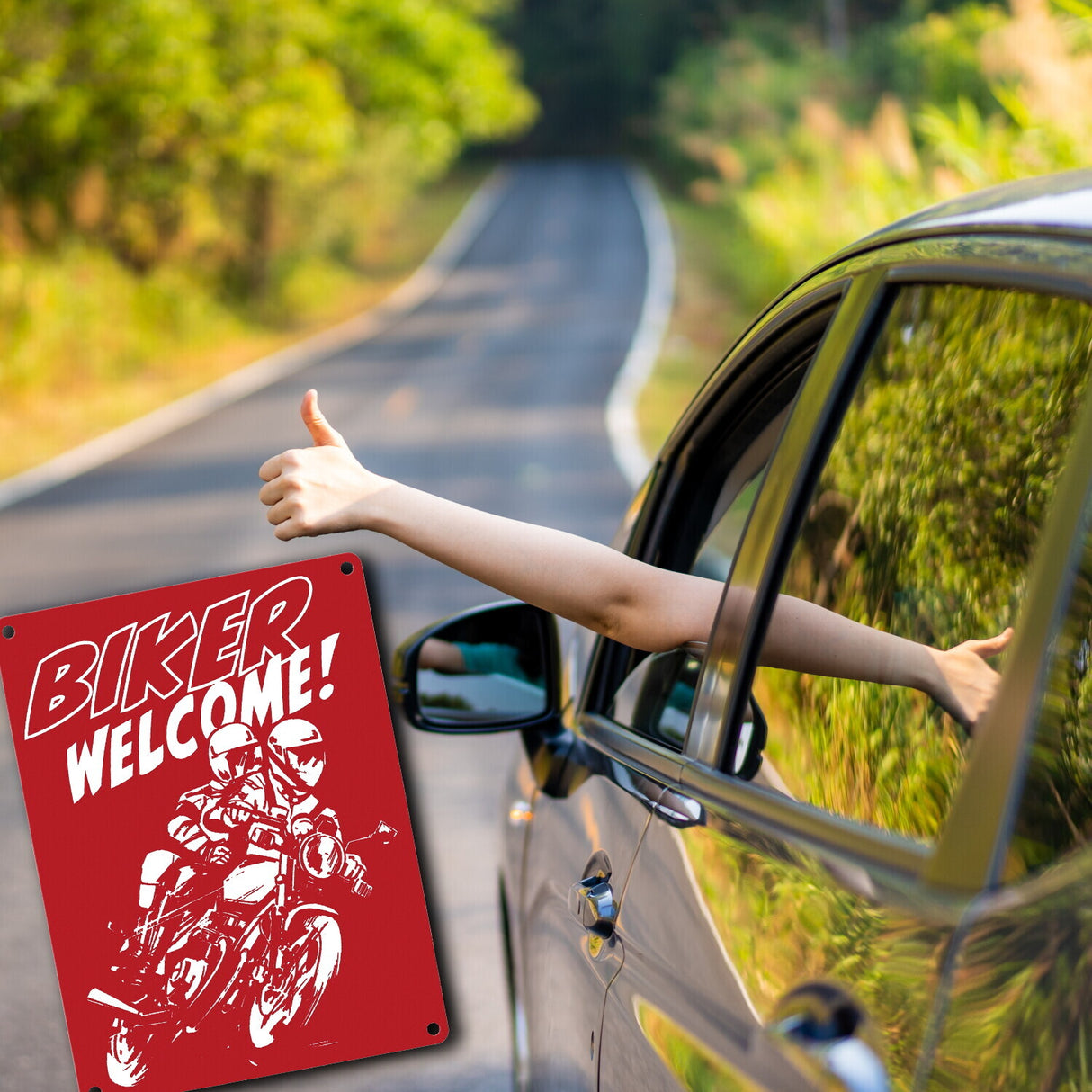 Biker Welcome Metallschild zum Thema Motorrad fahren und frei sein
