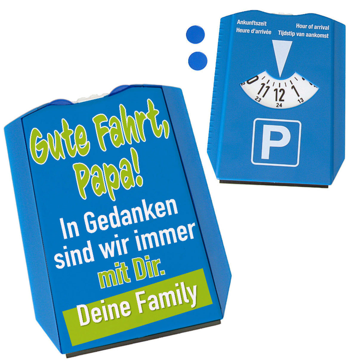 Parkscheibe mit Spruch - Gute Fahrt Papa! Deine Family als Geschenk zum Vatertag