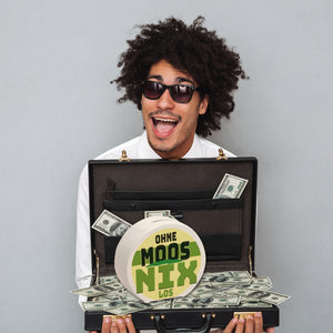 Spardose mit lustigem Motiv und Spruch: Ohne Moos nix los