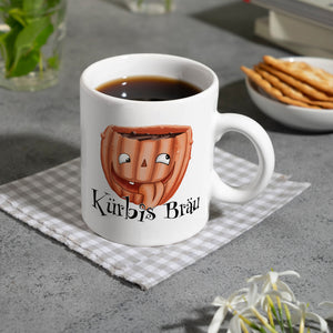 Kaffeetasse mit lustigem Kürbismotiv und Schriftzug - Kürbis Bräu
