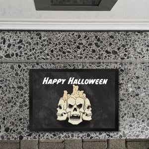 Fußmatte für Halloween mit Totenköpfen und Kerzen - Happy Halloween