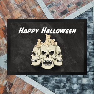 Fußmatte für Halloween mit Totenköpfen und Kerzen - Happy Halloween