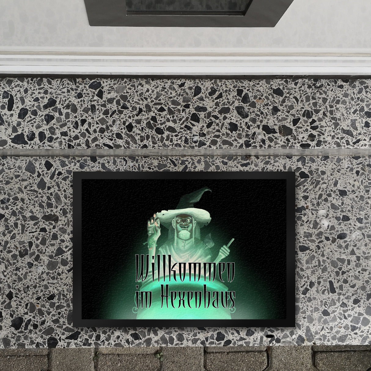 Fußmatte für Halloween mit böser Hexe und Hexenkessel - Willkommen im Hexenhaus
