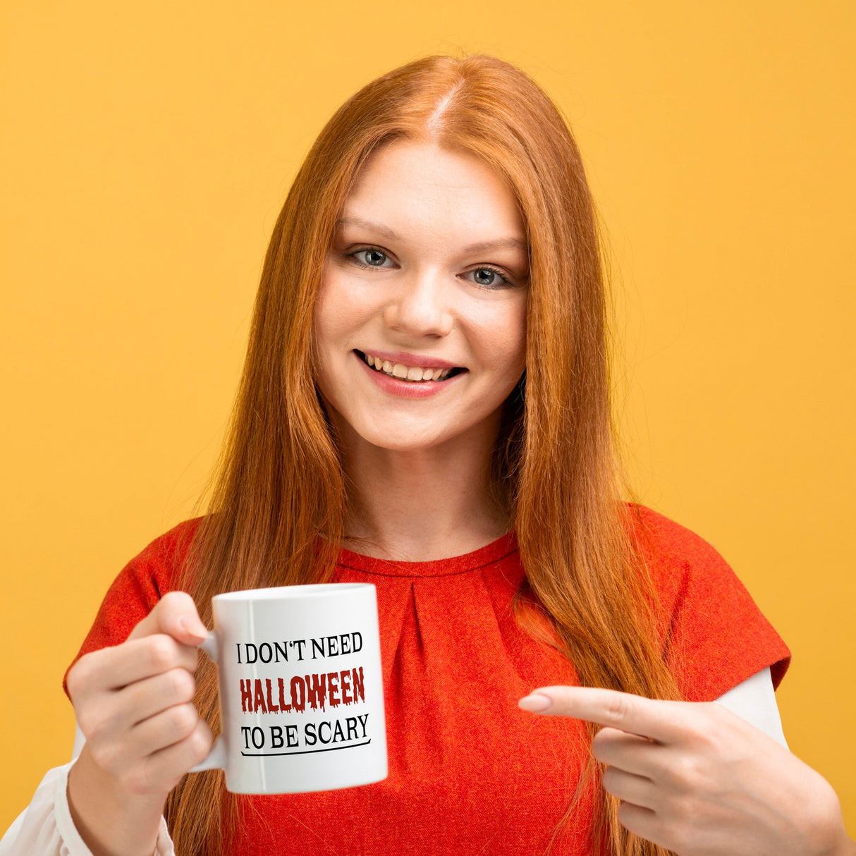 Kaffeetasse mit lustigem Motiv und Spruch - I don't need Halloween to be scary