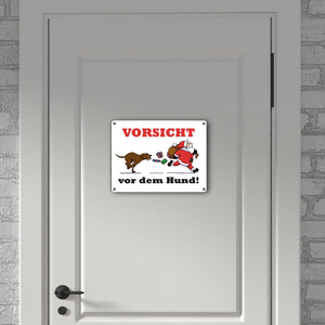 Metallschild mit Spruch und Weihnachtsmotiv - Vorsicht vor dem Hund!