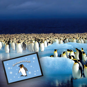Fußmatte mit niedlichem Pinguin-Motiv und Schneeflocken - Hereingewatschelt