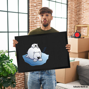 Fußmatte mit Winter Motiv von zwei schlafenden Eisbären auf einer Eisscholle