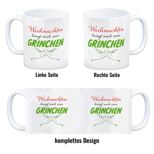Weihnachten bringt mich zum grinchen Kaffeebecher mit Spruch
