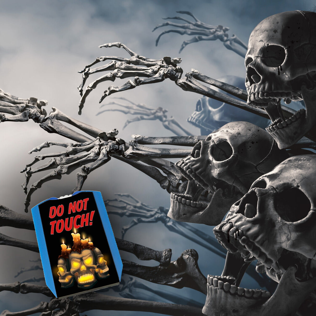 Totenkopf mit Kerzen und Spruch - Do not touch Parkscheibe mit Eiskratzer